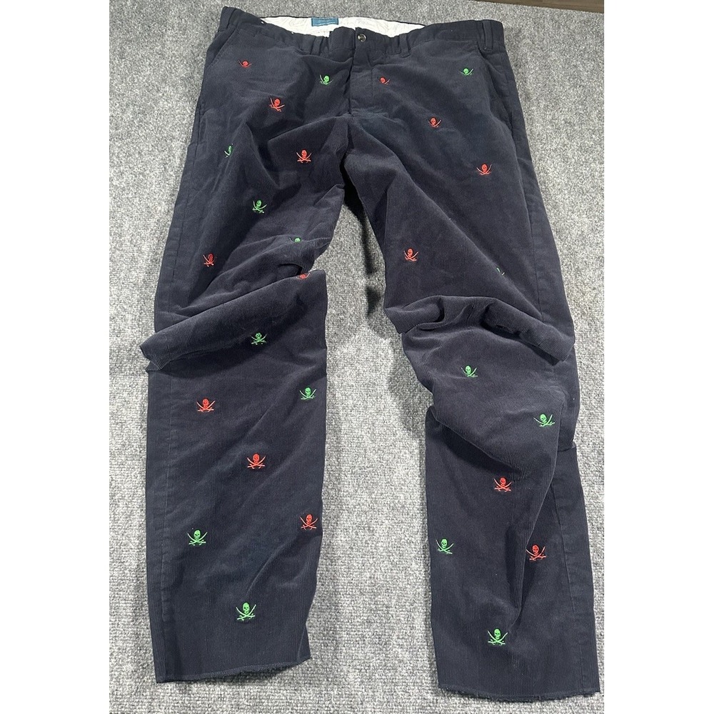 Castaway Nantucket Island men embroidered pants 42x36 Skull Pirate Corduroy